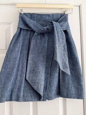 MSGM Cotton Linen Chambray Wrap Skirt, size 40IT (fits like XS/S)